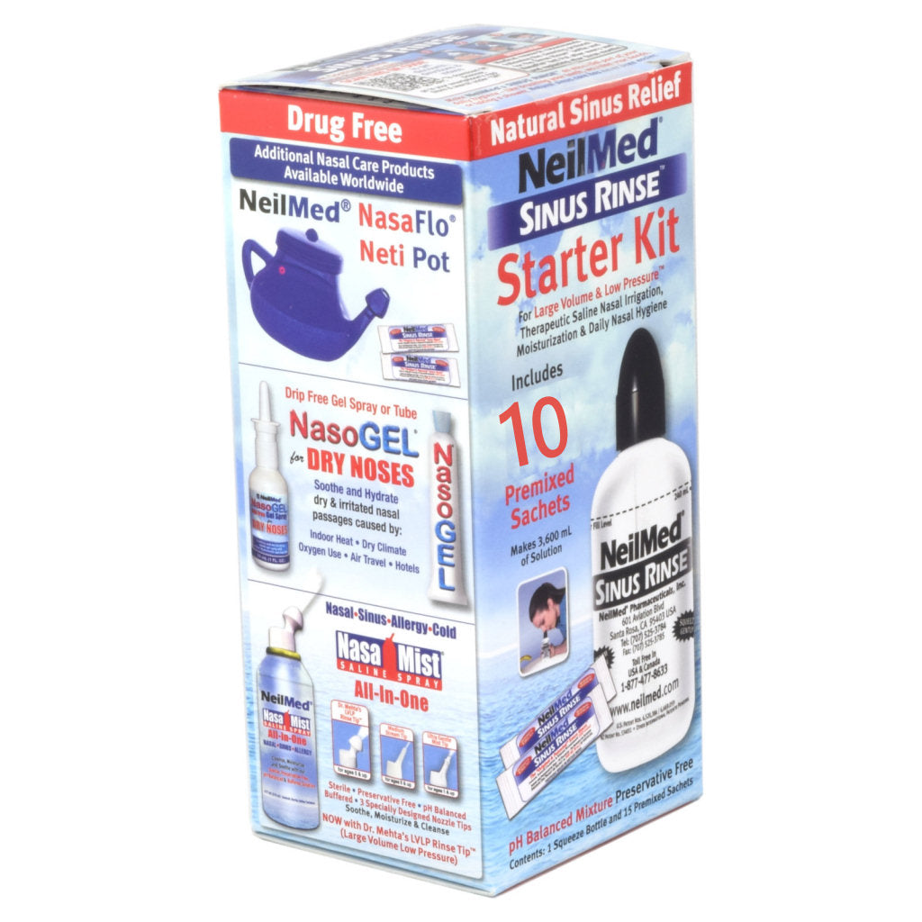 NEILMED Sinus Rinse STARTER KIT includes 10 sachets WITH BOTTLE saline